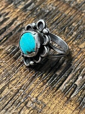 Navajo Sterling Silver & Turquoise Ring, Size 7